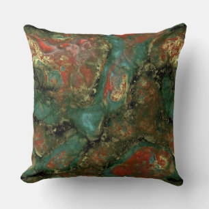 Coussin Pierre rouge, noire et turquoise Abstraite