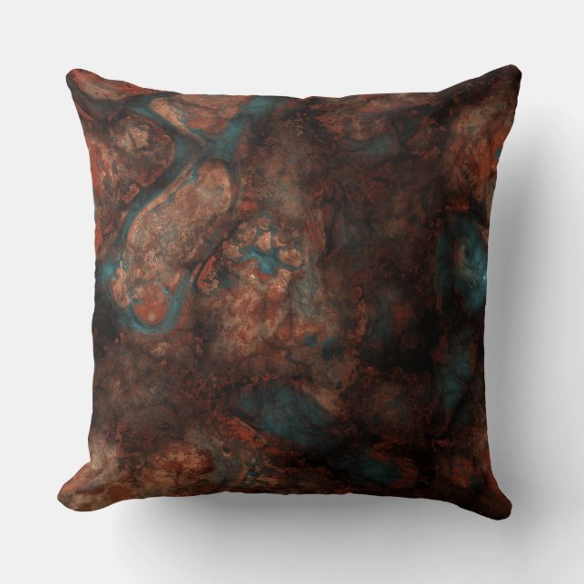 Coussin Pierre rouille et turquoise  (Recto)