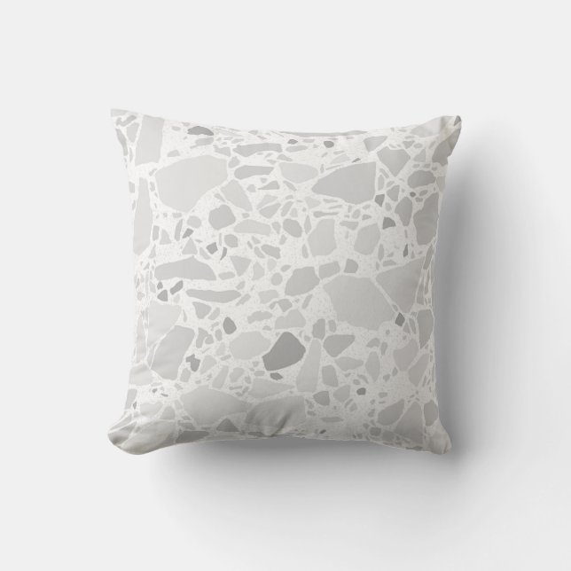 Coussin Pierre Terrazzo Imprimer Motif gris clair (Recto)