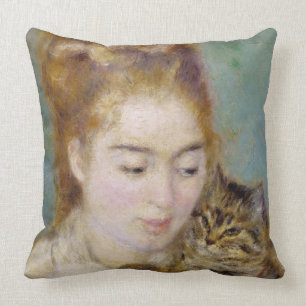 Coussin Pierre une femme de Renoir avec un chat