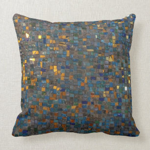 Coussin Pierres de mosaïque en bleu et or