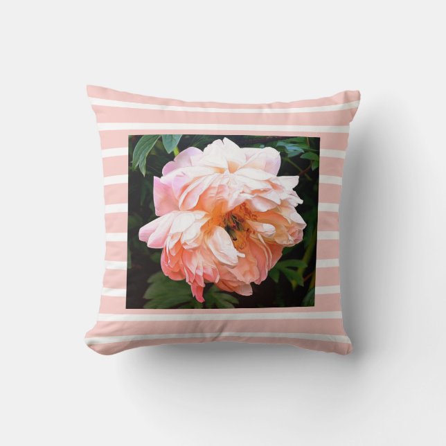 Coussin Pierres de printemps romantiques sur les rayures d (Recto)