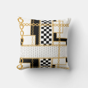 Coussin Pierres précieuses, chaînes d'or, motif sans soudu