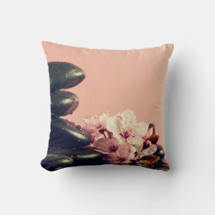 Coussin Pierres Zen Noir Fleurs