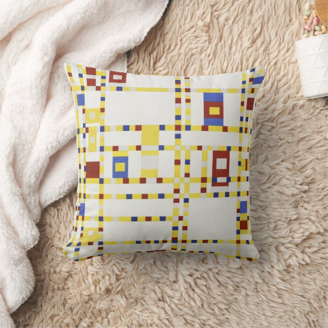 Coussin Piet Mondrian Broadway Boogie Woogie Art Abstrait (Couverture)