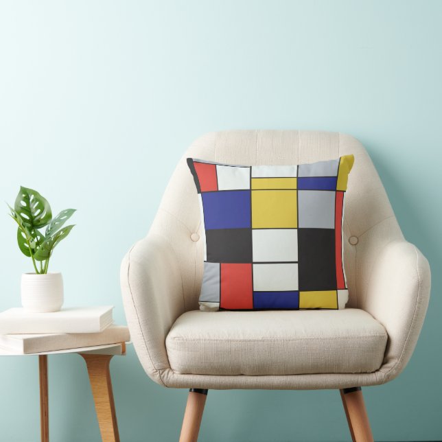 Coussin Piet Mondrian - Composition Abstrait géométrique (Chaise)