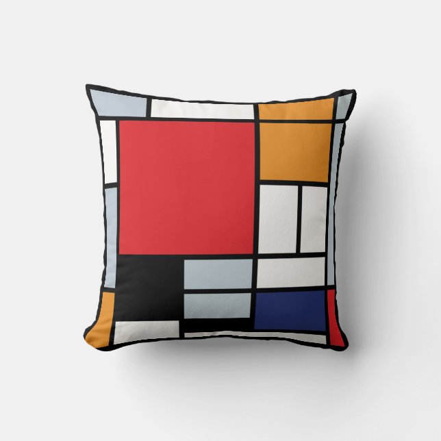 Coussin Piet Mondrian - Composition avec un grand plan rou (Recto)