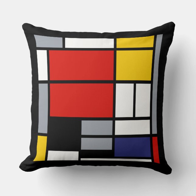 Coussin Piet Mondrian, Composition avec un grand plan roug (Recto)