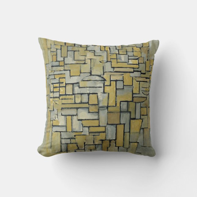 Coussin Piet Mondrian Composition en Brown et gris (Recto)