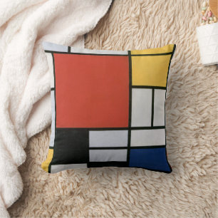 Coussin Piet Mondrian Rouge Bleu Jaune Art Abstrait