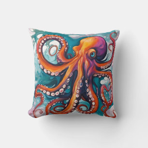 Coussin Pieuvre Abstraite d'art fluide