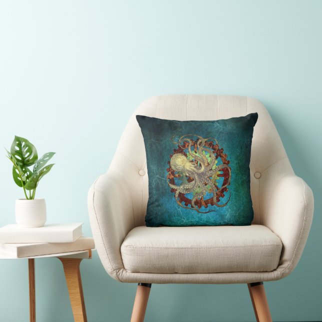 Coussin Pieuvre en vapeur et engrenages à horloge (Chaise)