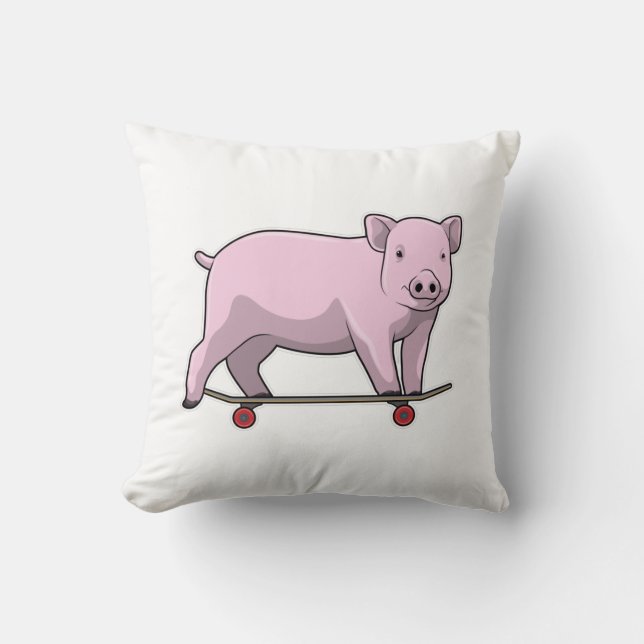 Coussin Pig as skater avec skate (Recto)