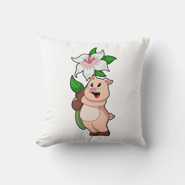 Coussin Pig with Flower Lily (Recto)