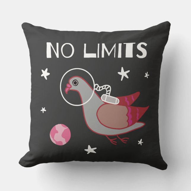 Coussin Pigeon dans l'espace sans limites (Recto)