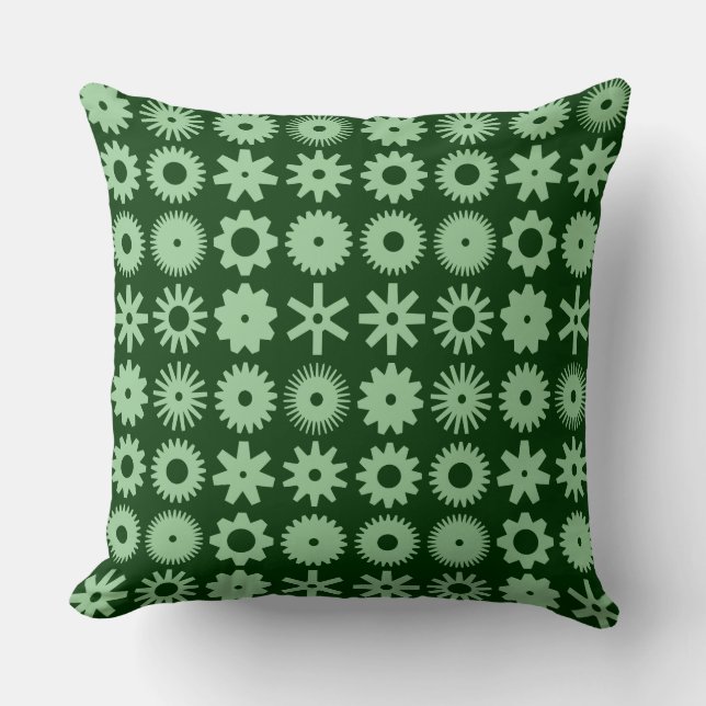 Coussin Pignons - Vert délavé sur vert forêt foncé (Recto)