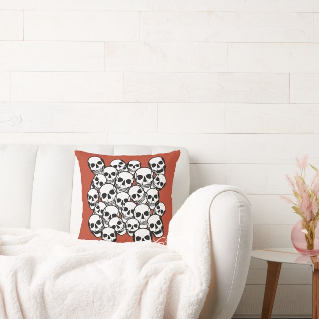 Coussin Pile de crânes brûlés Ambre rouge Nom de l'Arrière (Canapé)