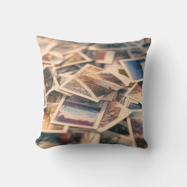 Coussin Pile de photographies Vintages (Recto)