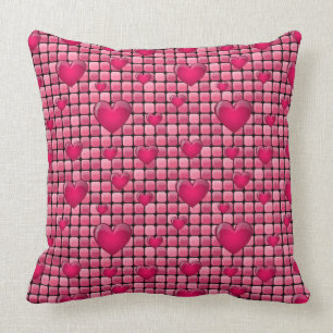 Coussin Pile rose avec des coeurs