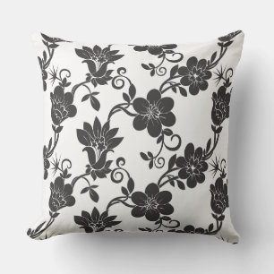 Coussin Pilier extérieur Accent Coussin-noir Fleurs extéri