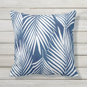 Coussin Pilier moderne Tropic Bleu Palm Feuille extérieur