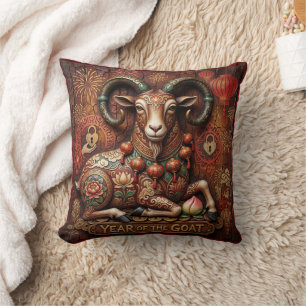Coussin Pillow année de la chèvre 2027 Nouvel An lunaire c