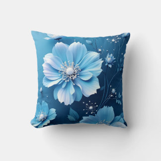 Coussin Pillow Blue flowers