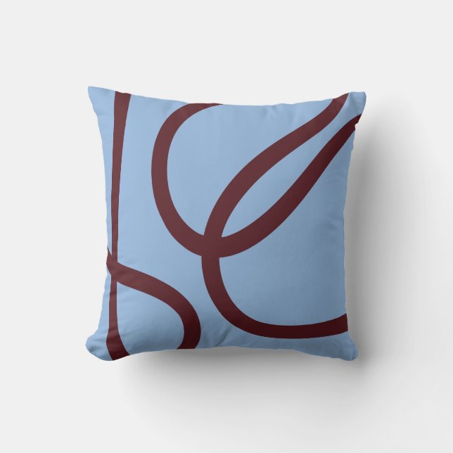 Coussin Pillow – Burgundy Lines on Blue (Recto)