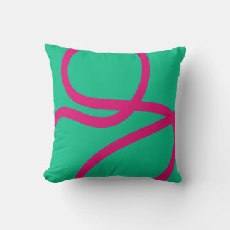 Coussin Pillow – Pink Lines on Green