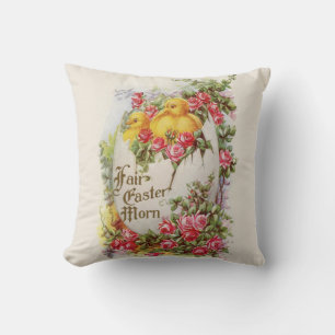 Coussin Pillow Poussins de Pâques et Roses