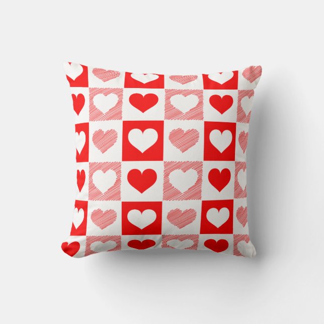 Coussin Pillow throw motif cœur moderne - Romantique (Recto)