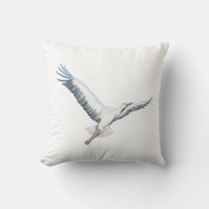 Coussin Pillow volant cigogne blanche