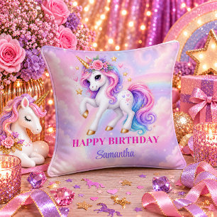 Coussin Pillule souvenir de fille anniversaire licorne arc