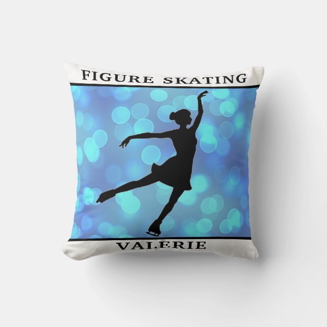 Coussin Pilote à lancer de patinage avec nom (Recto)