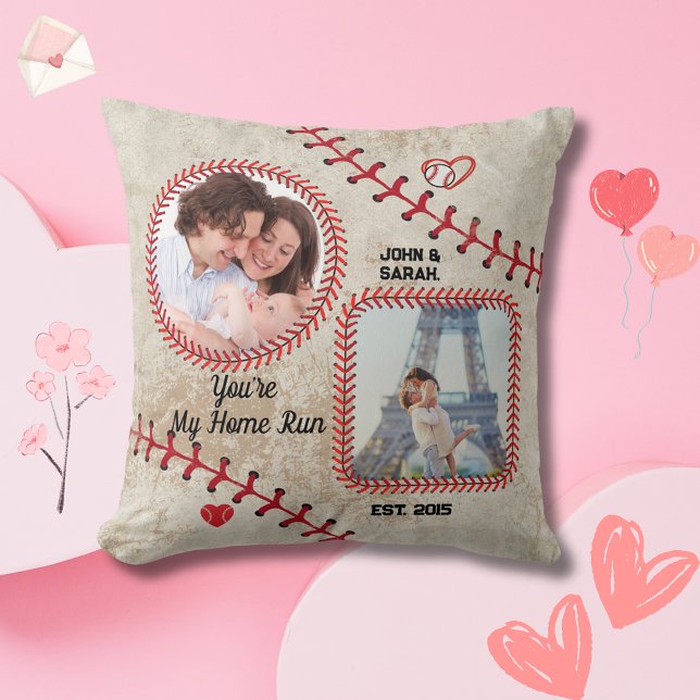 Coussin Pilote de base-ball personnalisé - Photo personnal (Baseball Gift For Boyfriend, baseball husband, baseball Father, Baseball Valentines Gift)