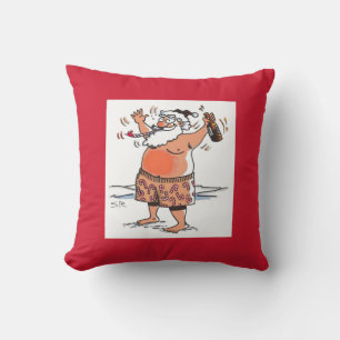 Coussin Pilote de jeton rouge carré Drunk Père Noël