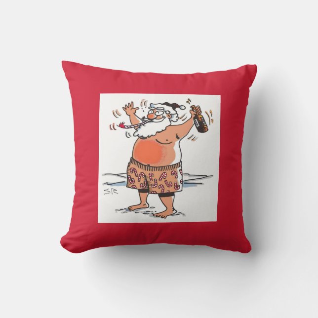 Coussin Pilote de jeton rouge carré Drunk Père Noël (Recto)