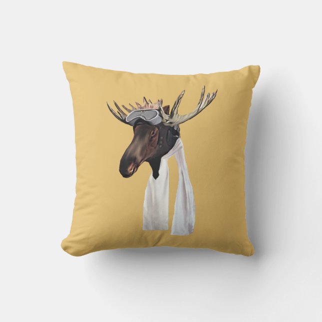 Coussin Pilote de l'aviation Flying Moose (Recto)
