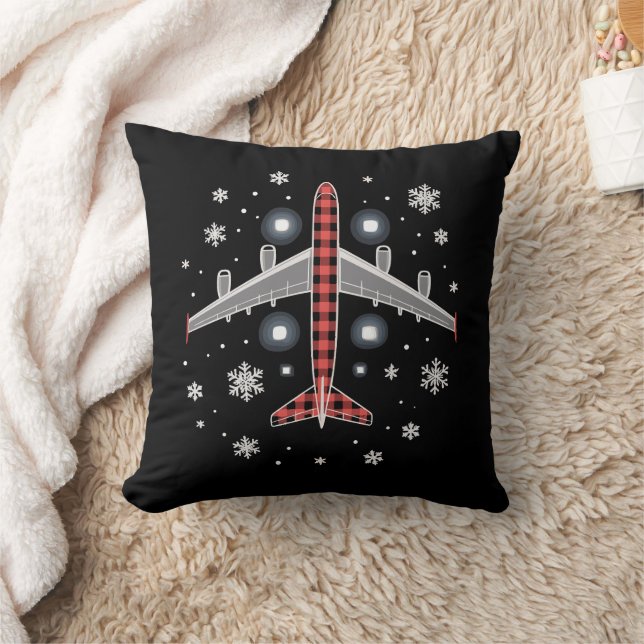 Coussin Pilote de Noël à carreaux d'avion (Couverture)