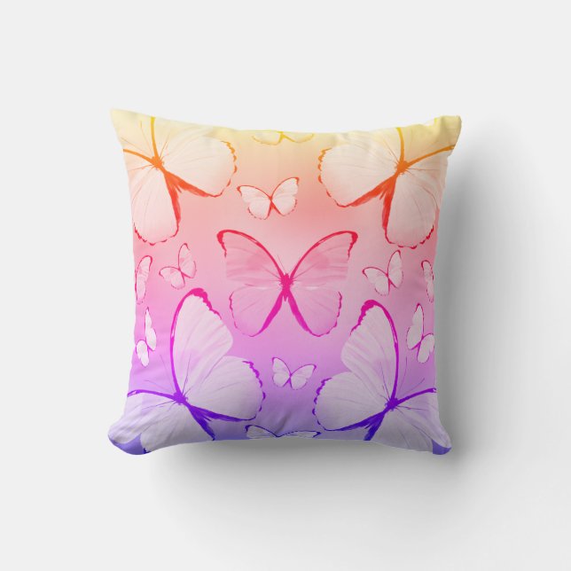 Coussin Pilote d'impression à papillon multicolore (Recto)