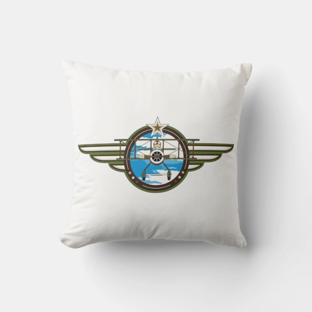 Coussin Pilote et biplan mignons d'armée de l'air (Recto)