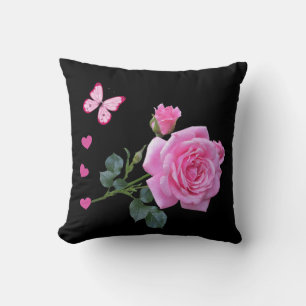 Coussin Pilote rose rose rose papillon floral