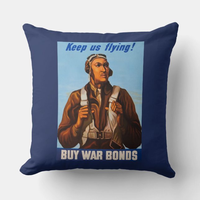 Coussin Pilotes d'aviation afro-américains de 2ÈME GUERRE  (Recto)
