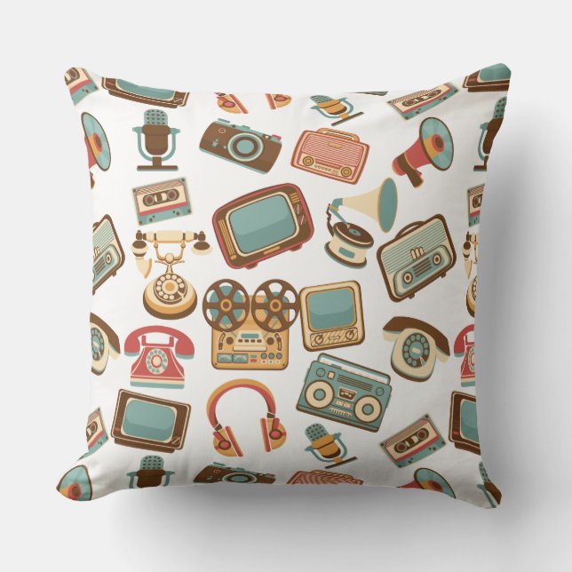 Coussin Pilotes Retro Media Motif (Recto)