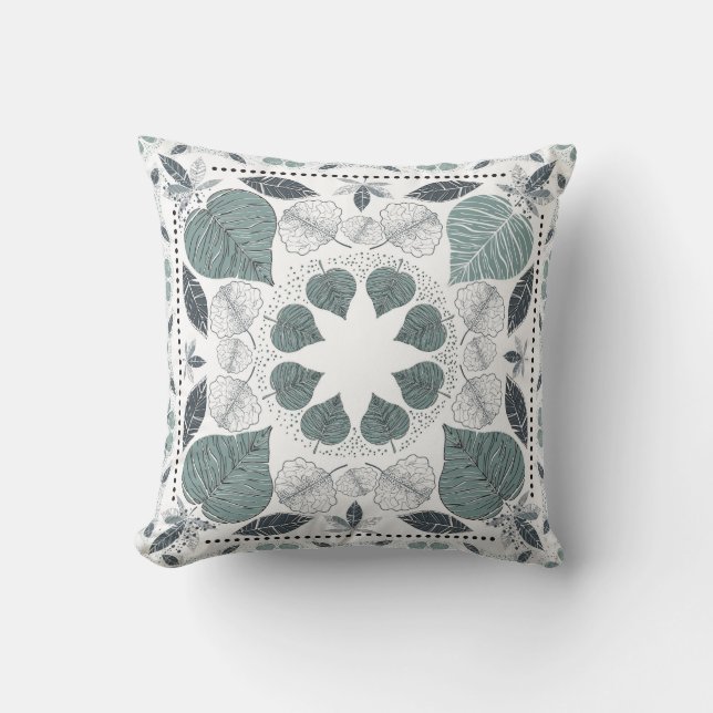Coussin Pilow, concepteur de Motifs à feuilles vertes (Recto)