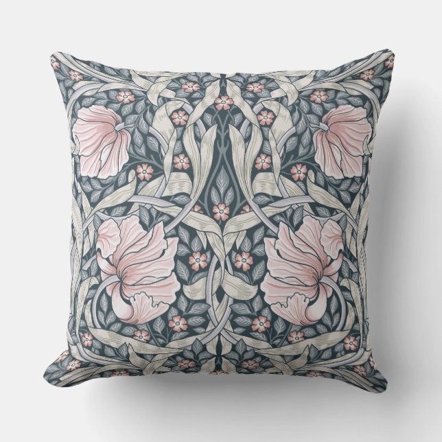 Coussin pimpernel rose, William Morris, design intemporel (Recto)