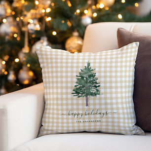 Coussin Pin simple   Arbre de Noël sur En vichy neutre