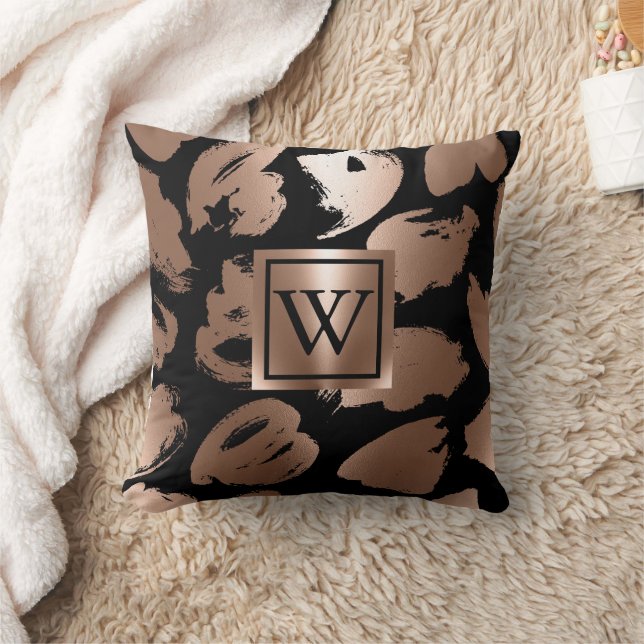 Coussin Pinceau Abstrait noir et Rose (Couverture)