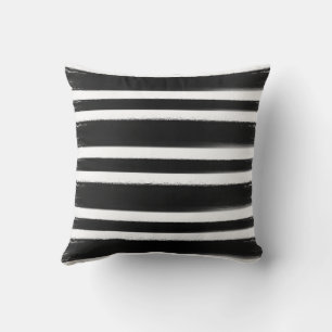 Coussin Pinceau de peinture horizontale en noir et blanc