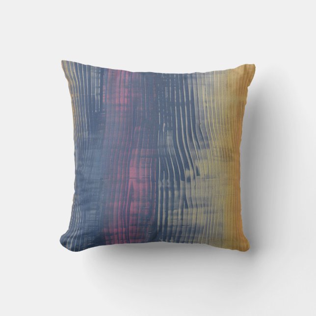 Coussin Pinceau dégradé vertical bleu violet jaune (Recto)